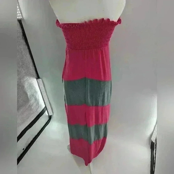 Sleeveless Strapless Pink And Gray Stripped Summer Dress Size Small - Picture 3 of 8